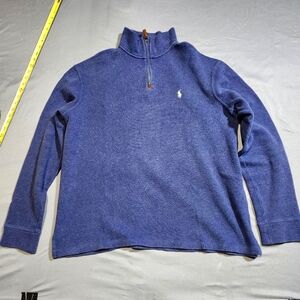 Vintage Polo Ralph Lauren 1/4 Zip Sweater Men's XL Blue Cotton Soft